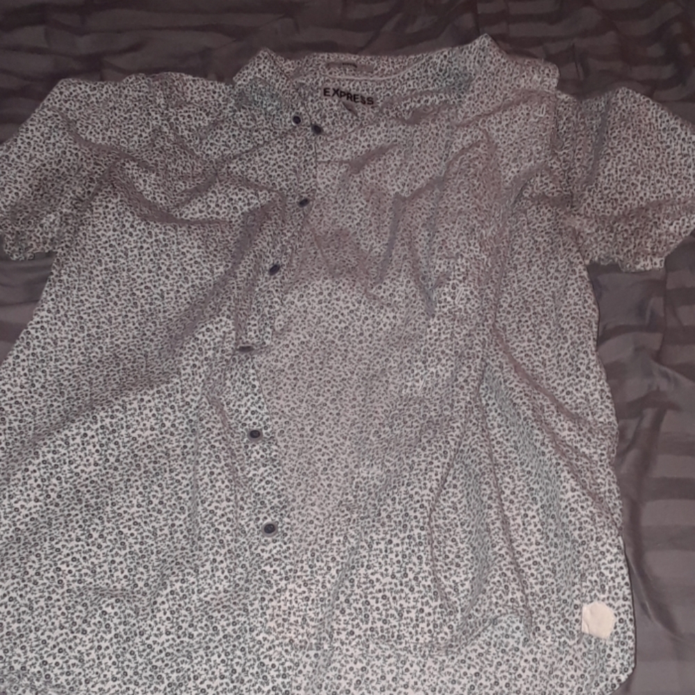 White and Black Flower Print Button Down
